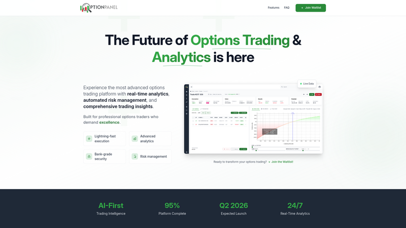Modern Option Panel landing page with professional design optimized for conversion